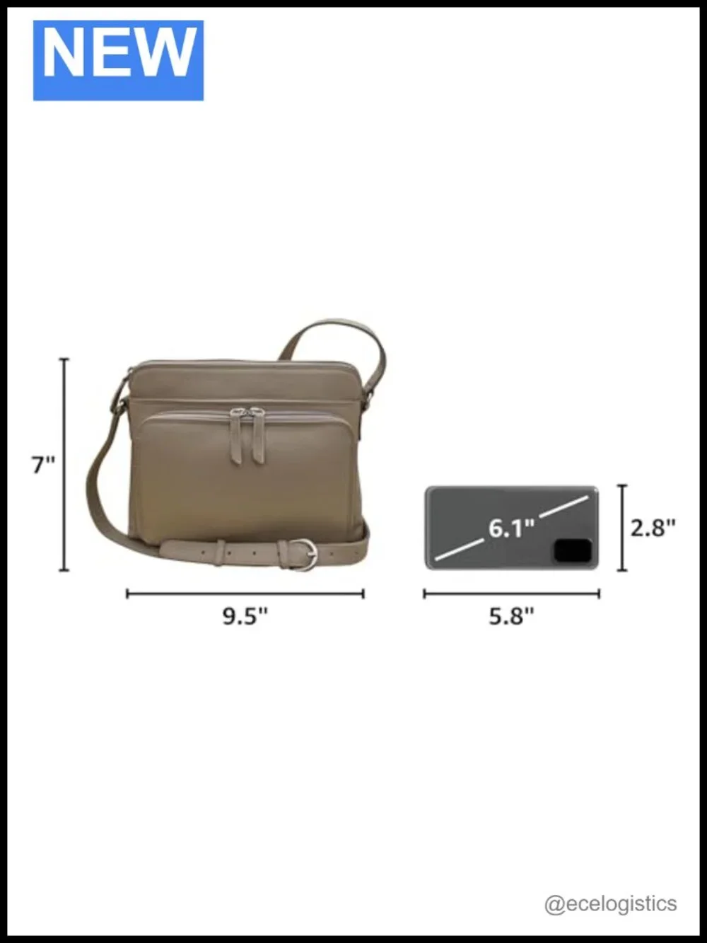 Genuine Leather Crossbody Bag RFID Blocking Organizer Adjustable Strap